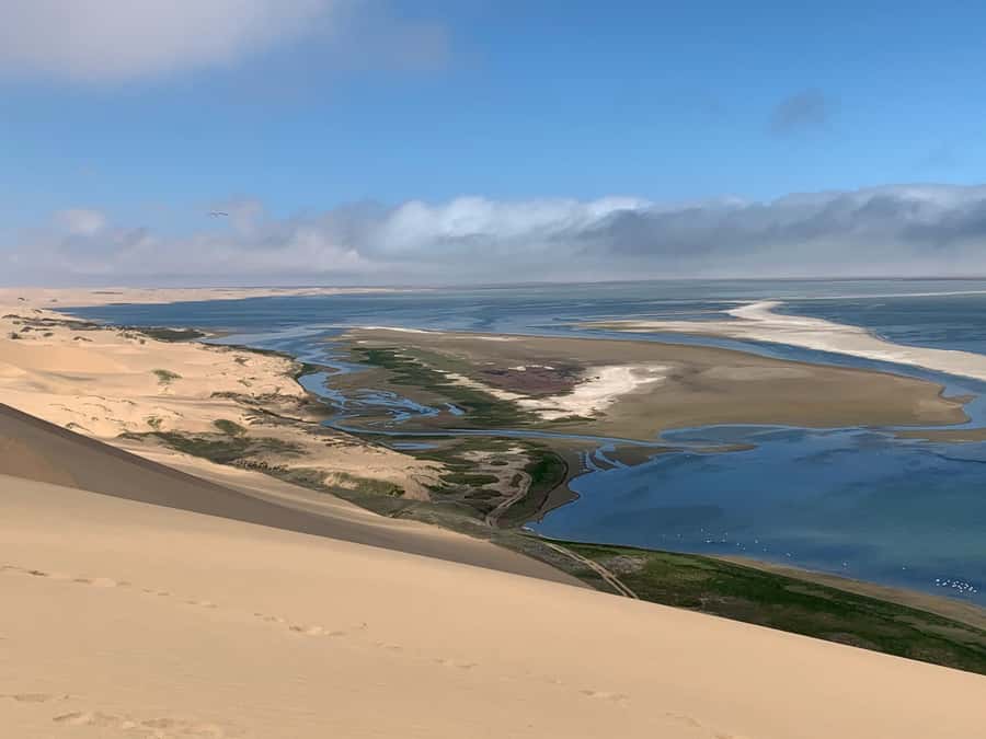 Namibia; Classic Sandwich Harbour Tour - Walvis Bay, salt works, and pink water
