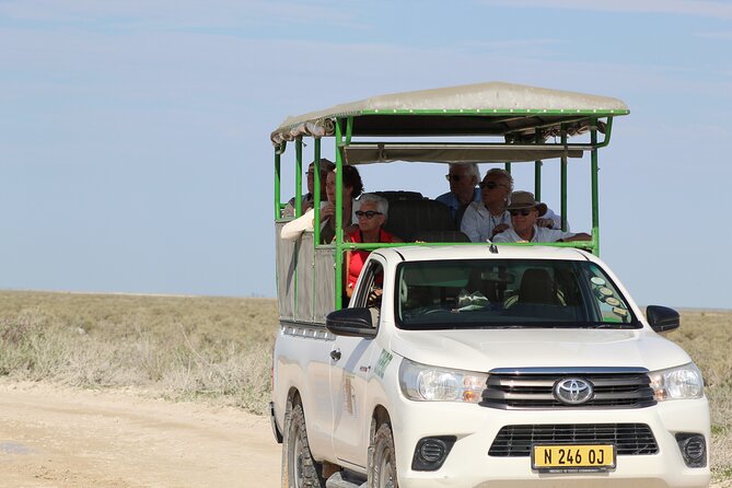 Safari in Etosha national park with professional tour guides born in Etosha. - The Etosha Pan stop takes about 10 minutes