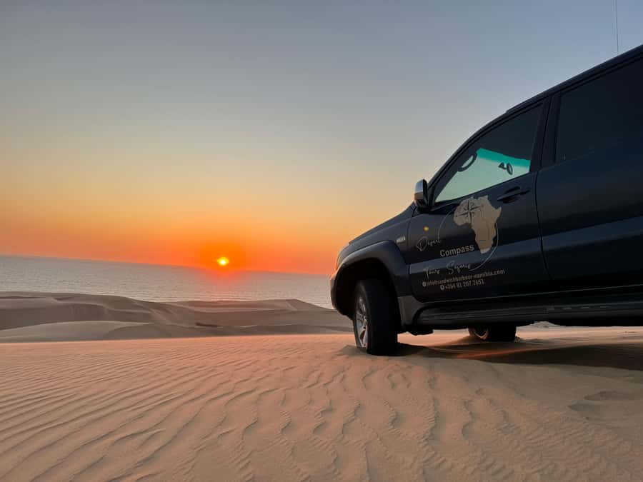 Walvisbay: Sandwich Harbour SUNSET Tour-End It Beautifully - Flamingos at Walvis Bay Lagoon